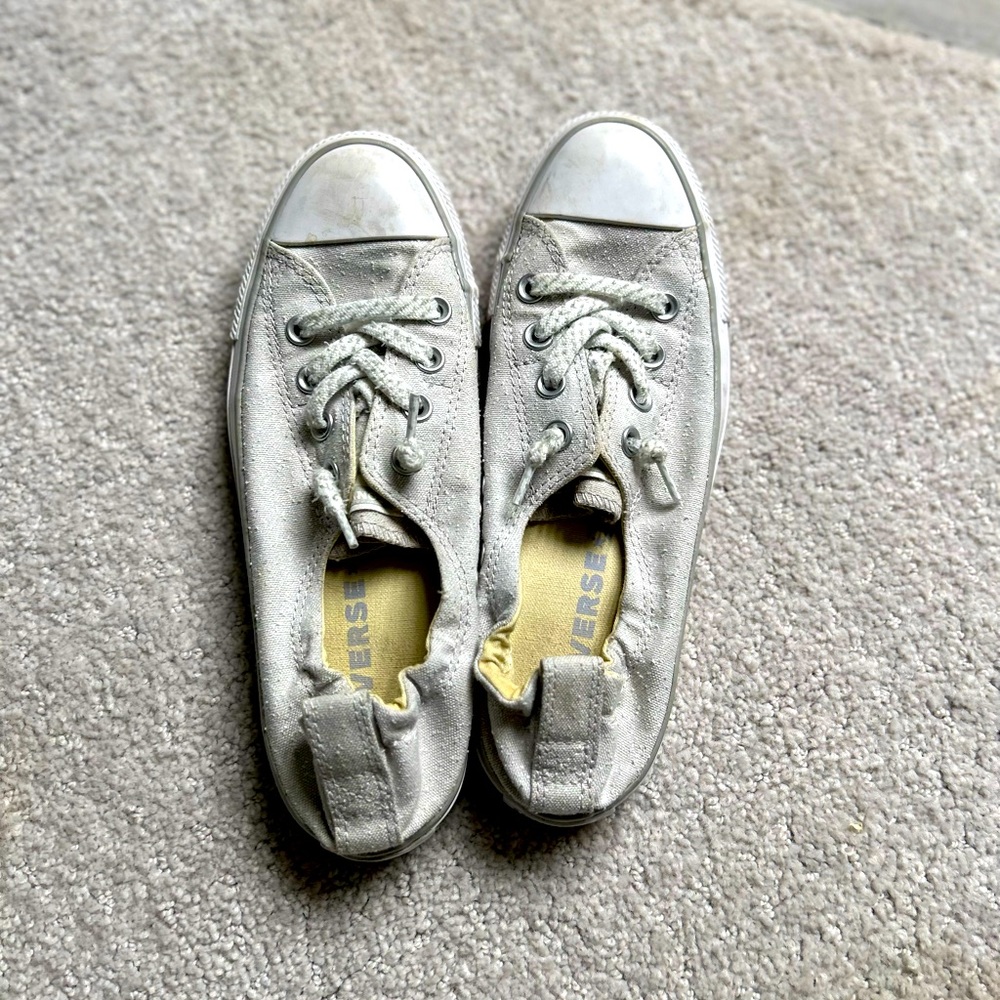 Women’s silver shine converse sneakers